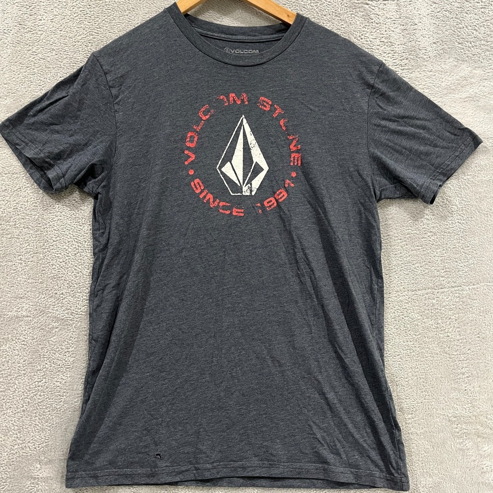 Vtg Graphic Volcom Stone Graphic T-Shirt Mens M Black Short Sleeve Pullover Tee